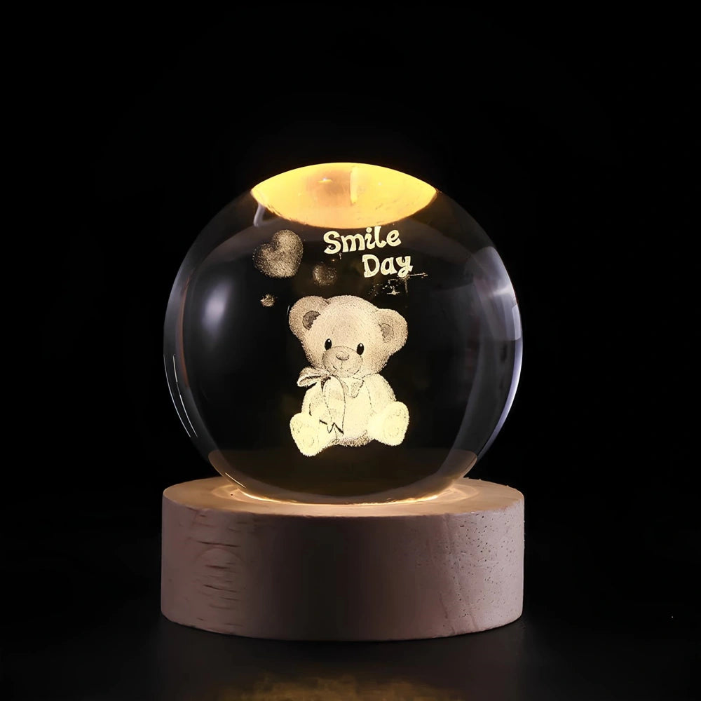 Luminous Crystal Ball – Magische 3D Gegraveerde Sfeerlicht voor Thuisdecoratie
