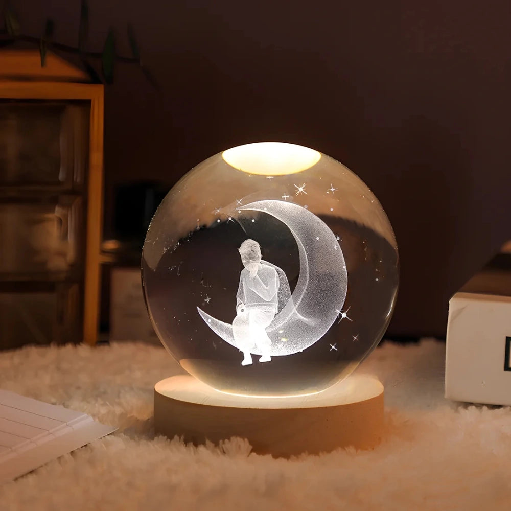 Luminous Crystal Ball – Magische 3D Gegraveerde Sfeerlicht voor Thuisdecoratie