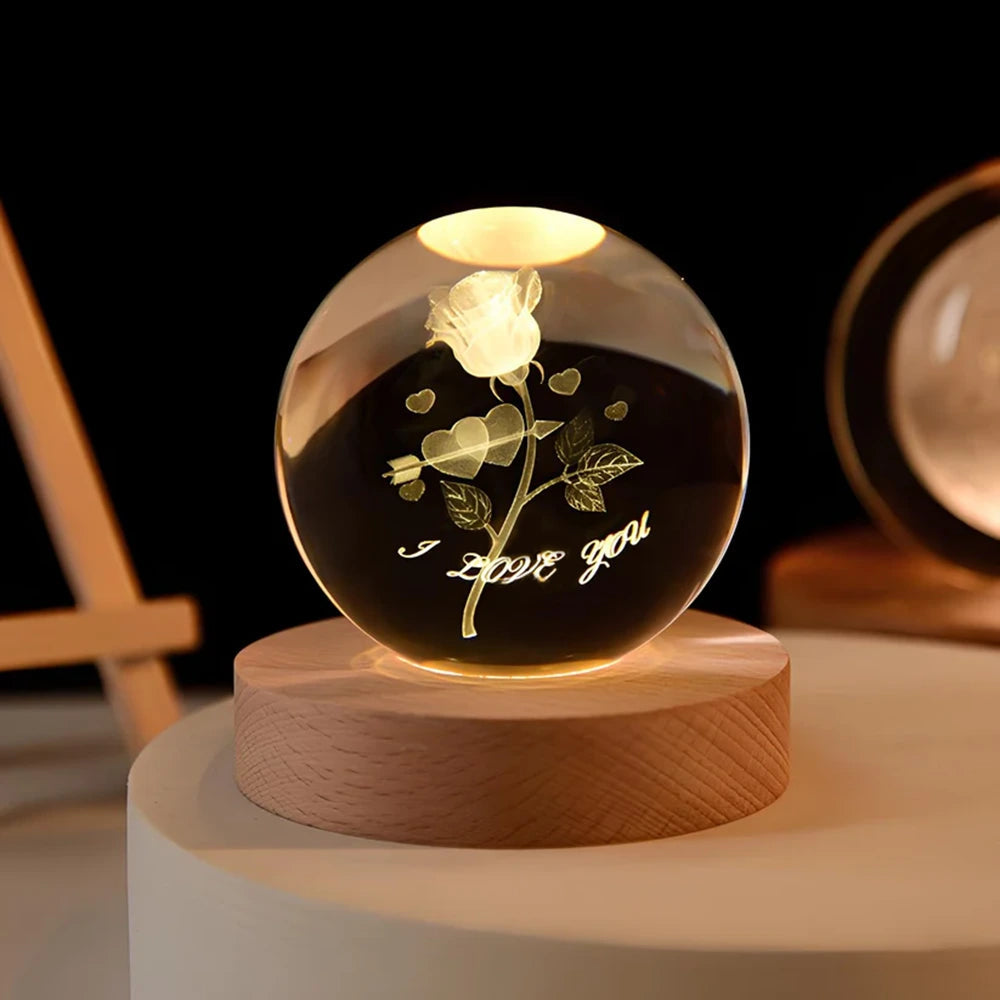 Luminous Crystal Ball – Magische 3D Gegraveerde Sfeerlicht voor Thuisdecoratie