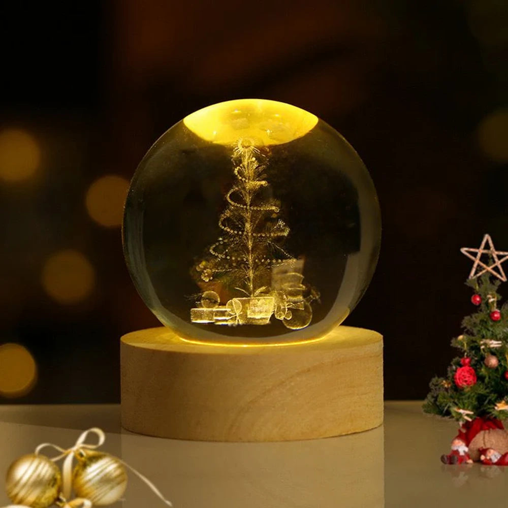 Luminous Crystal Ball – Magische 3D Gegraveerde Sfeerlicht voor Thuisdecoratie