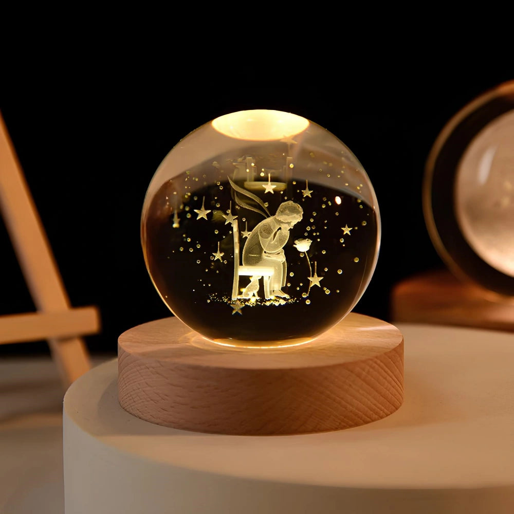 Luminous Crystal Ball – Magische 3D Gegraveerde Sfeerlicht voor Thuisdecoratie