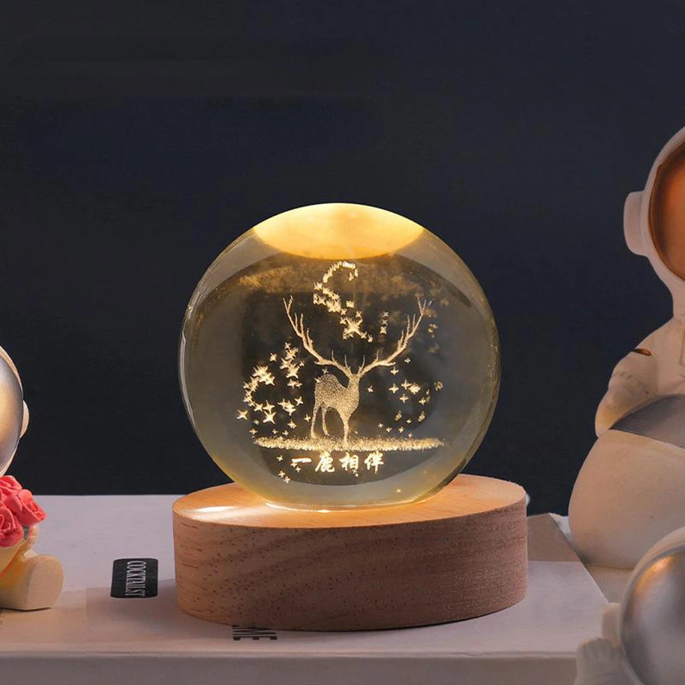 Luminous Crystal Ball – Magische 3D Gegraveerde Sfeerlicht voor Thuisdecoratie