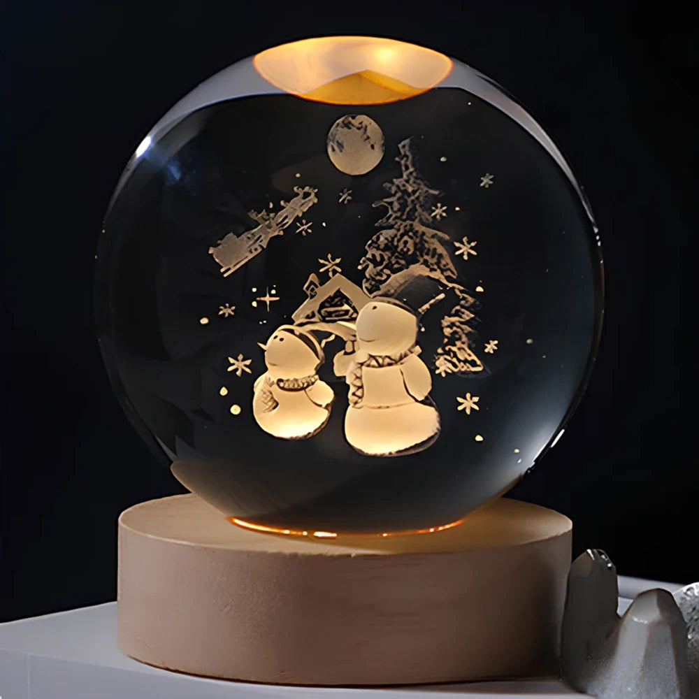 Luminous Crystal Ball – Magische 3D Gegraveerde Sfeerlicht voor Thuisdecoratie