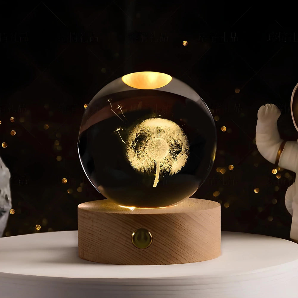 Luminous Crystal Ball – Magische 3D Gegraveerde Sfeerlicht voor Thuisdecoratie