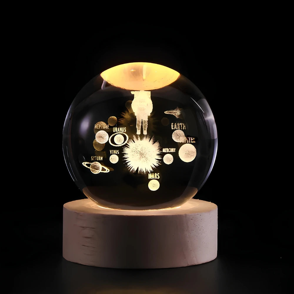 Luminous Crystal Ball – Magische 3D Gegraveerde Sfeerlicht voor Thuisdecoratie