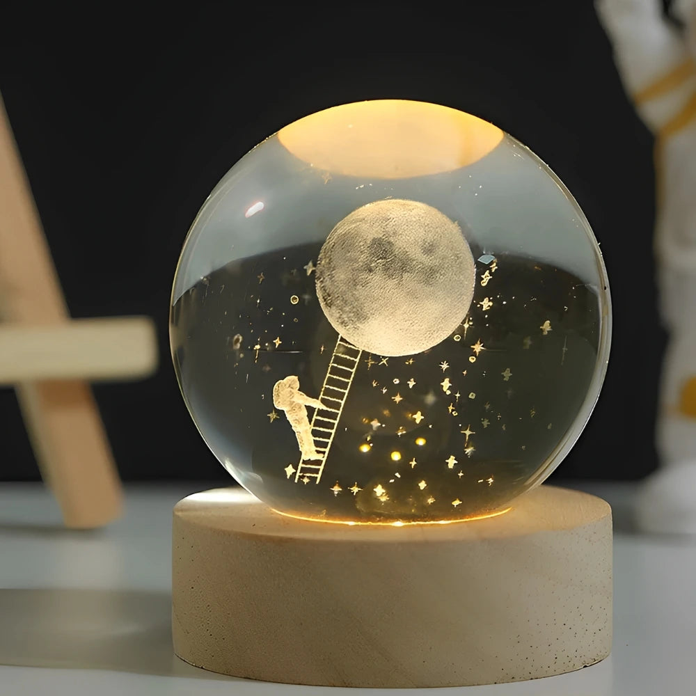 Luminous Crystal Ball – Magische 3D Gegraveerde Sfeerlicht voor Thuisdecoratie