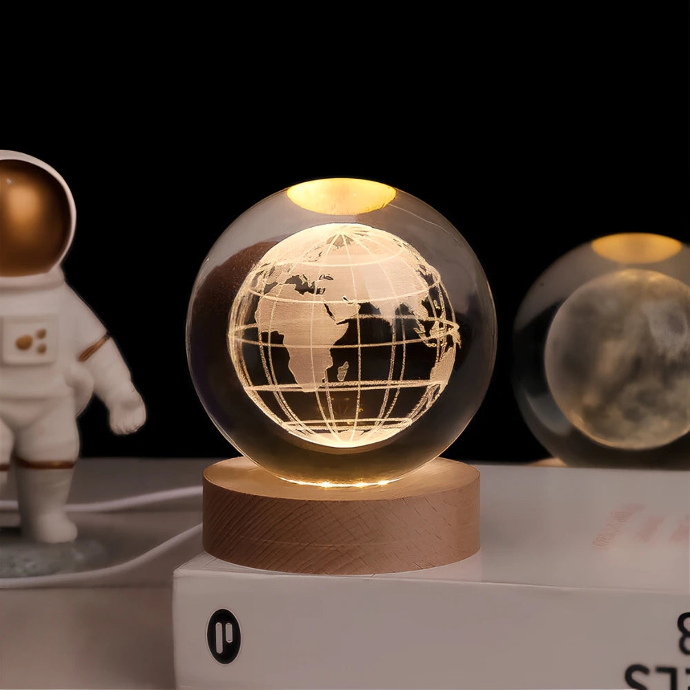 Luminous Crystal Ball – Magische 3D Gegraveerde Sfeerlicht voor Thuisdecoratie