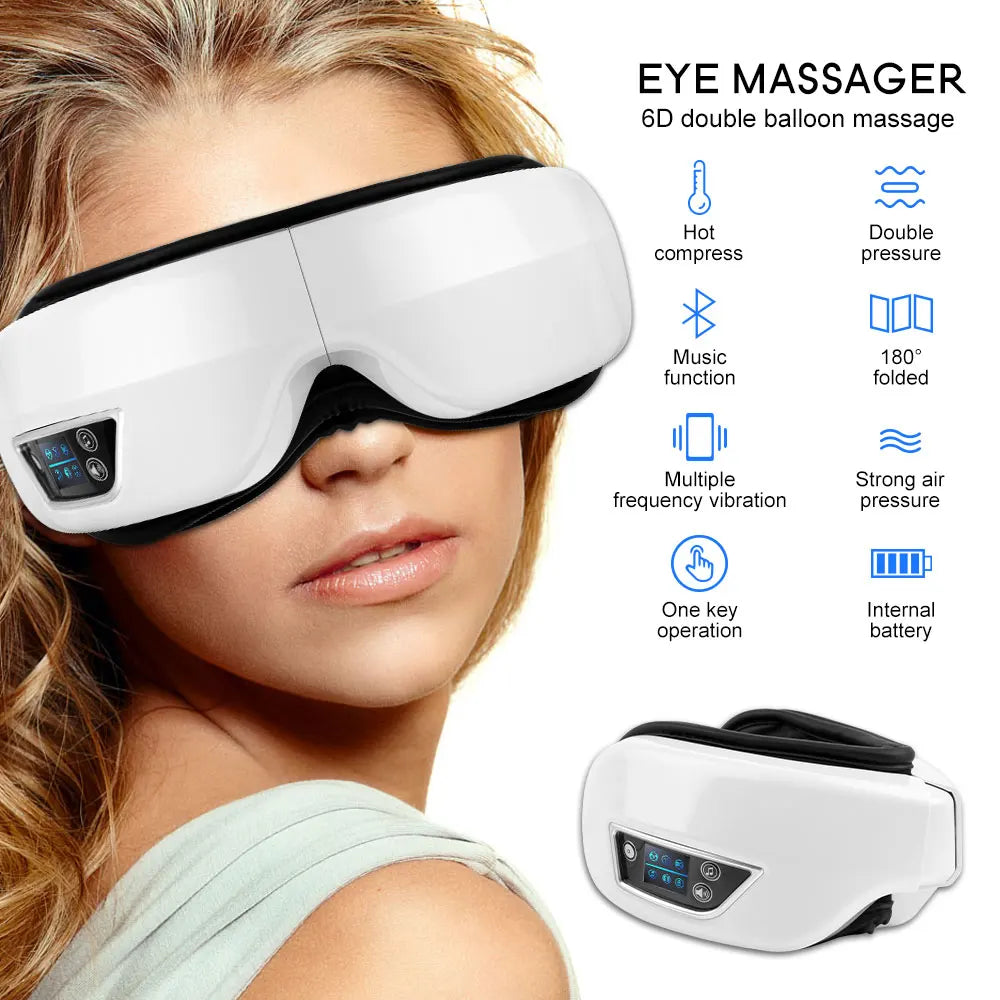 Eyeglow 6D Oogmassageapparaat – Warmte, Luchtdruk & Bluetooth Muziek