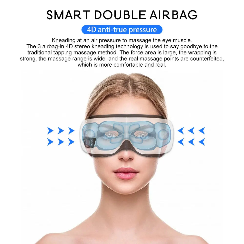 Eyeglow 6D Oogmassageapparaat – Warmte, Luchtdruk & Bluetooth Muziek