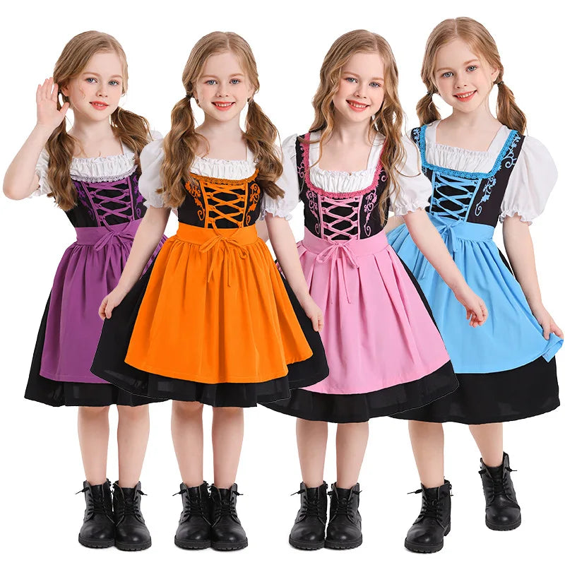 BavariaKids – Meisjes dirndl jurk met schort – Perfect voor Oktoberfest