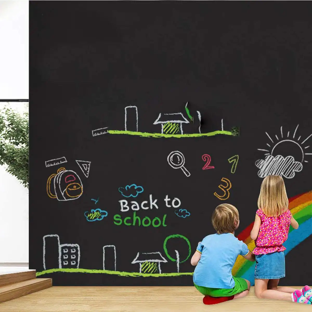 EduPlay – Magnetisch schoolbord kinderen 45x100 cm – Zelfklevend & verwijderbaar