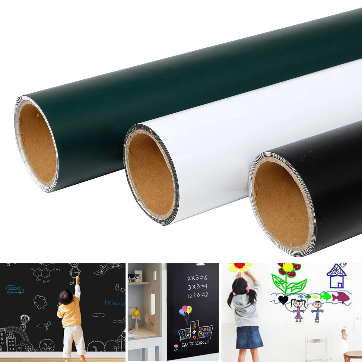 EduPlay – Magnetisch schoolbord kinderen 45x100 cm – Zelfklevend & verwijderbaar