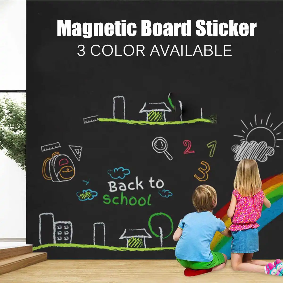 EduPlay – Magnetisch schoolbord kinderen 45x100 cm – Zelfklevend & verwijderbaar