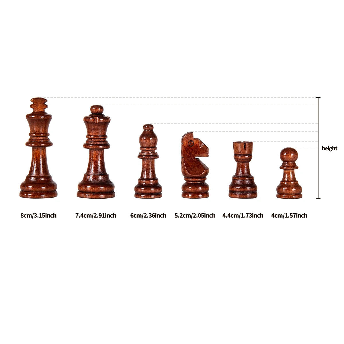 Mindovar Houten Schaakset – Massief Hout met Opvouwbaar Bord & Accessoires voor Strategisch Spel