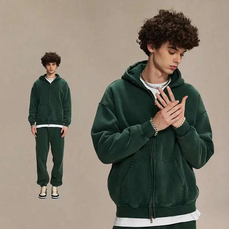 Męska bluza z kapturem w stylu vintage, luźna i wygodna 3