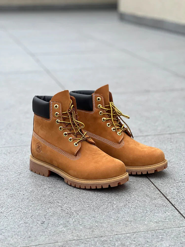 Męskie Wodoodporne Buty Outdoorowe Skórzane Żółte 2025 do Codziennego Użytku 4