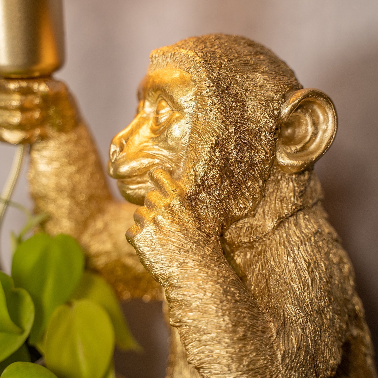 Lámpara de mesa ChimpShine - Mono dorado - Lujo y único - Ideal para ambiente y estilo en casa