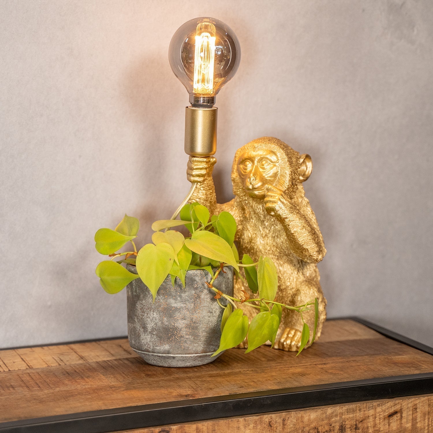 Lámpara de mesa ChimpShine - Mono dorado - Lujo y único - Ideal para ambiente y estilo en casa