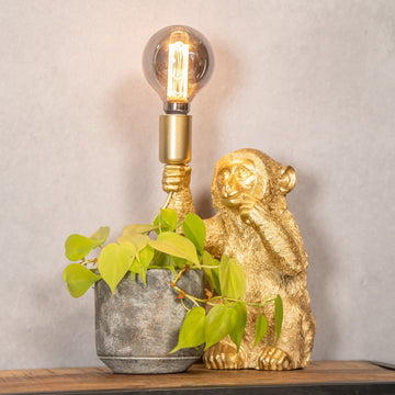 Lámpara de mesa ChimpShine - Mono dorado - Lujo y único - Ideal para ambiente y estilo en casa