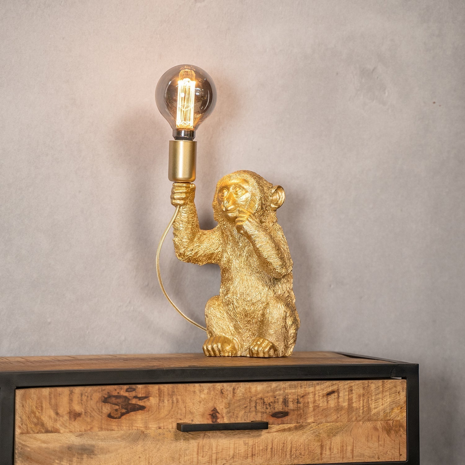Lámpara de mesa ChimpShine - Mono dorado - Lujo y único - Ideal para ambiente y estilo en casa