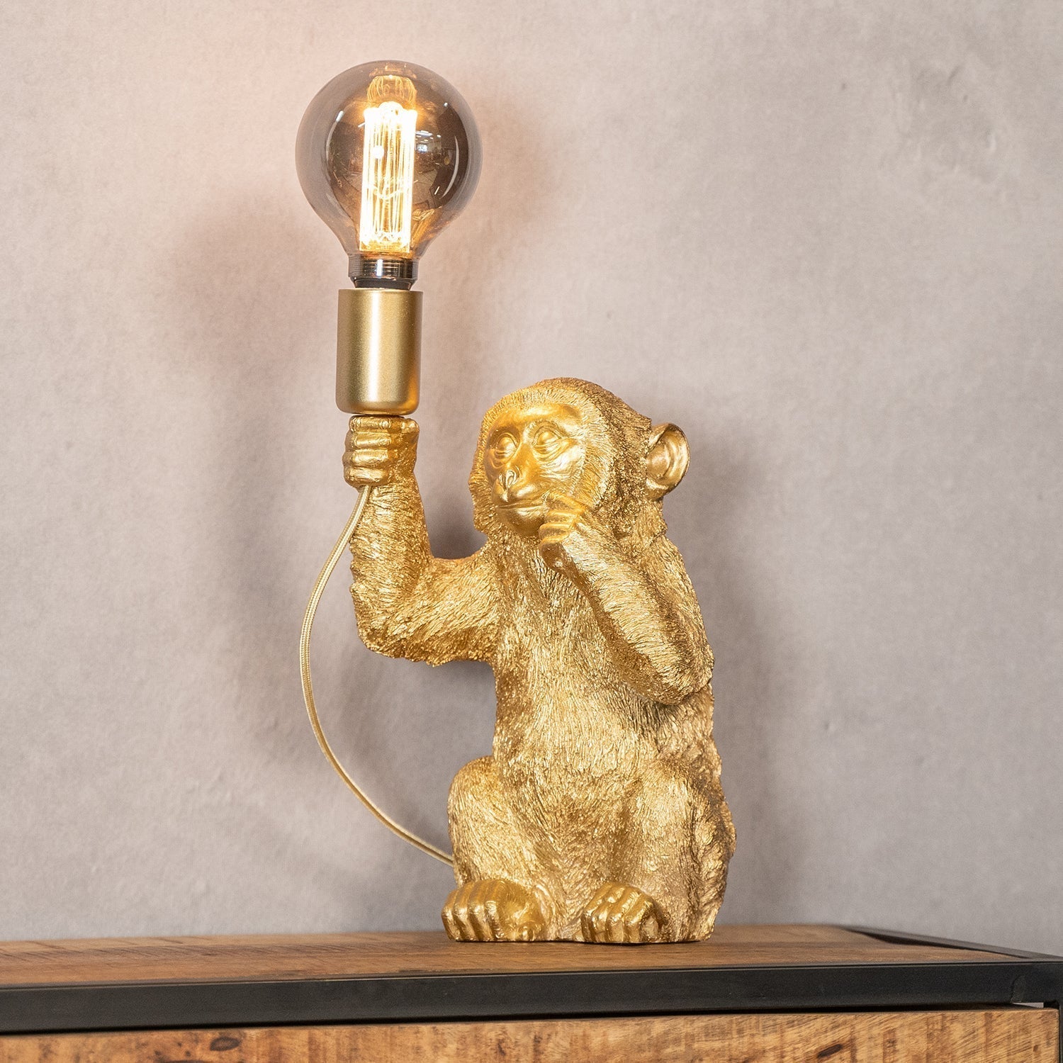 Lámpara de mesa ChimpShine - Mono dorado - Lujo y único - Ideal para ambiente y estilo en casa