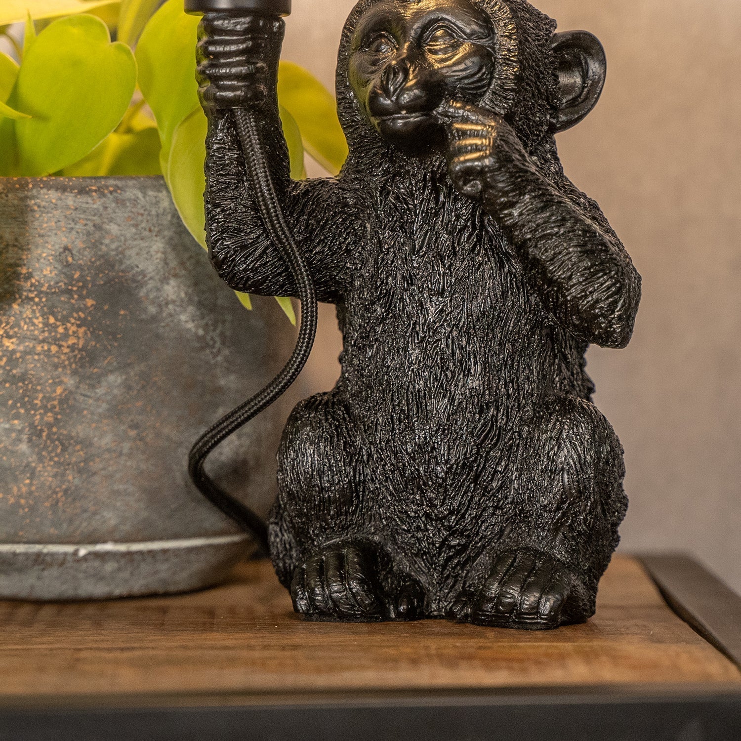 Lámpara de mesa ChimpShine - Mono negro - Lujo y único - Ideal para ambiente y estilo en casa