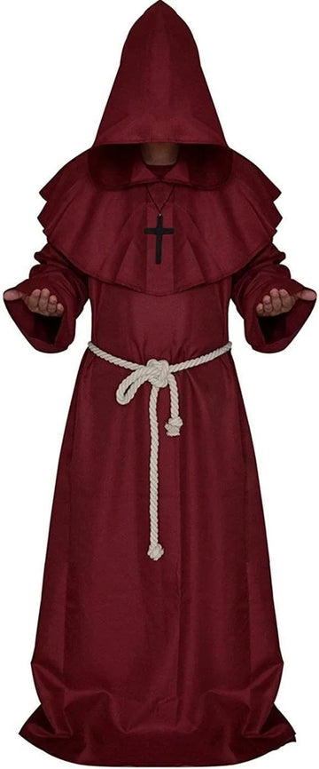 DarkHollow – Middeleeuwse Monnikenkap met Capuchon – Unisex Halloween Kostuum
