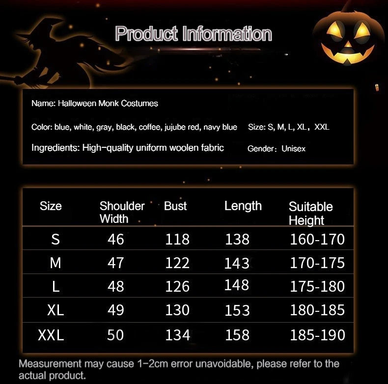 DarkHollow – Middeleeuwse Monnikenkap met Capuchon – Unisex Halloween Kostuum
