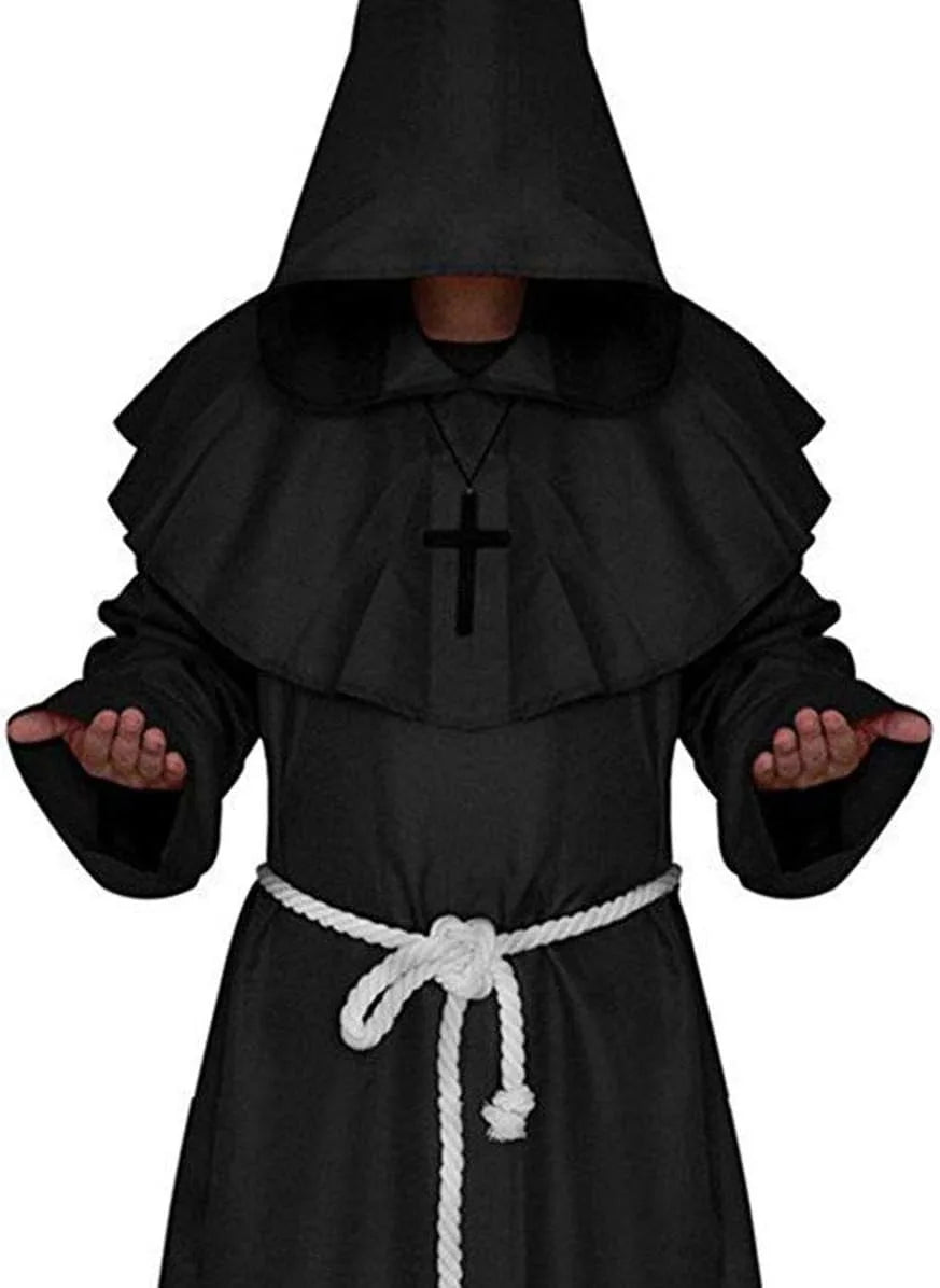 DarkHollow – Middeleeuwse Monnikenkap met Capuchon – Unisex Halloween Kostuum