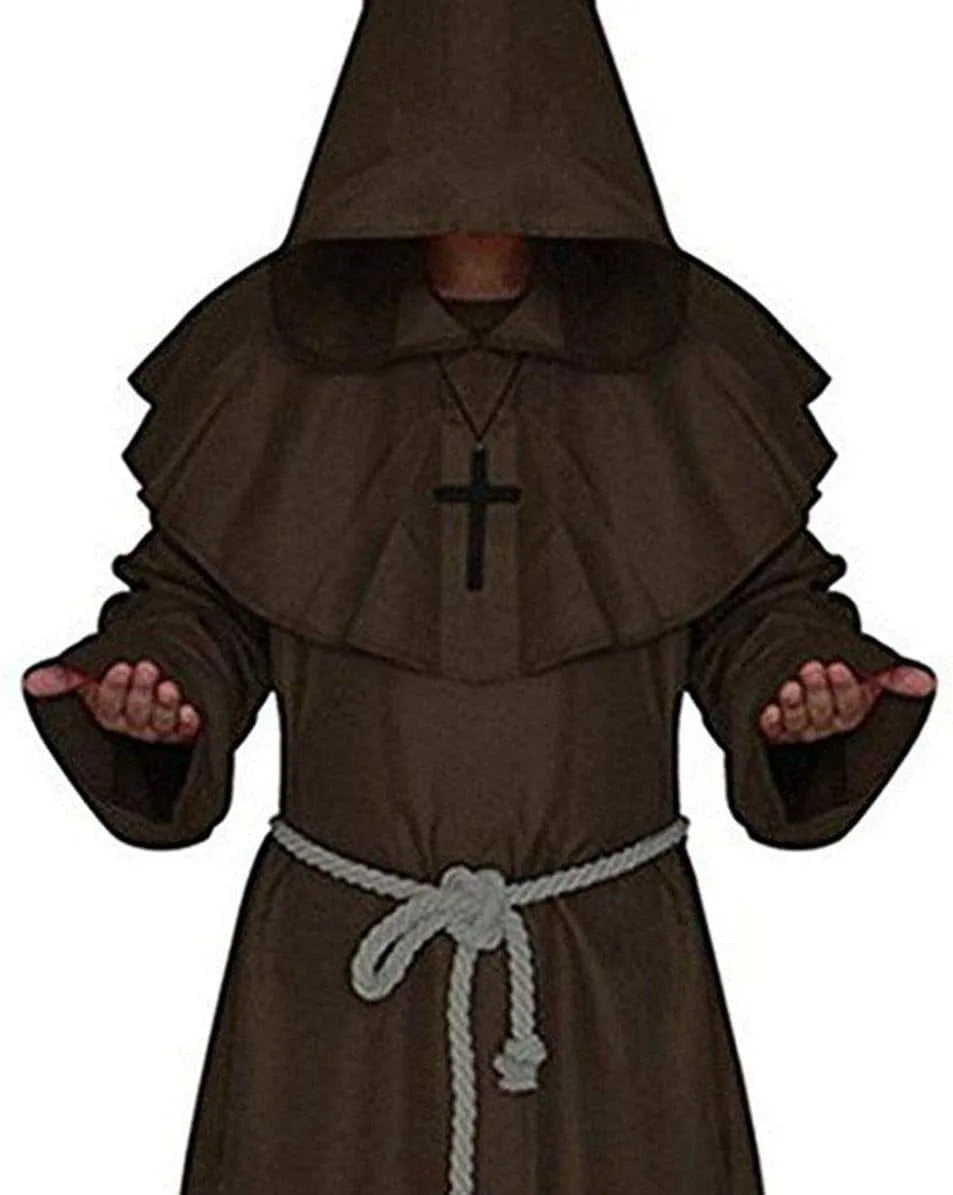 DarkHollow – Middeleeuwse Monnikenkap met Capuchon – Unisex Halloween Kostuum