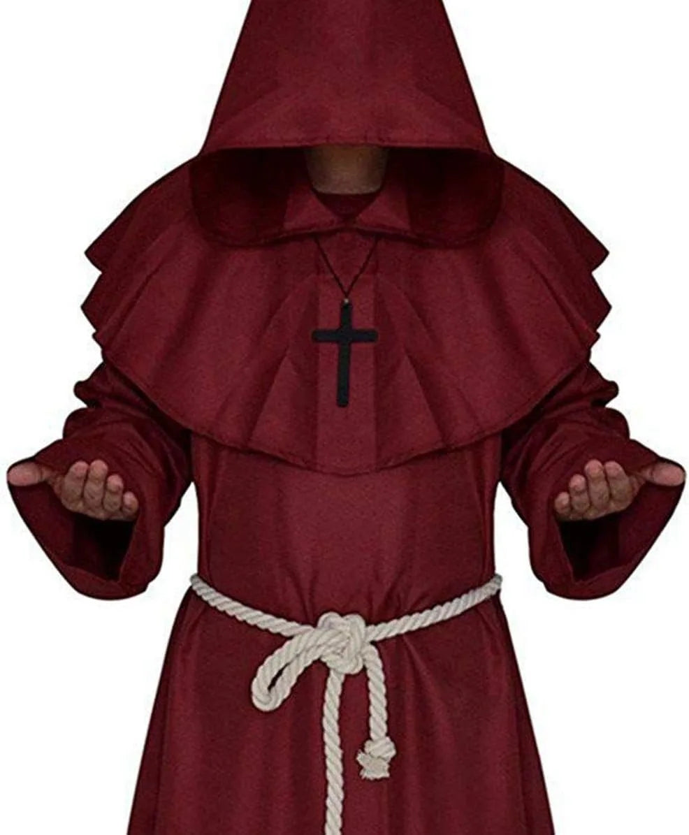 DarkHollow – Middeleeuwse Monnikenkap met Capuchon – Unisex Halloween Kostuum