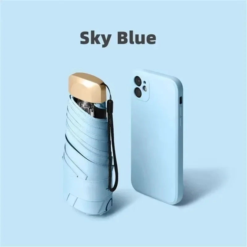 SkyShield – Mini paraguas tamaño de viaje, protección UV y cortavientos