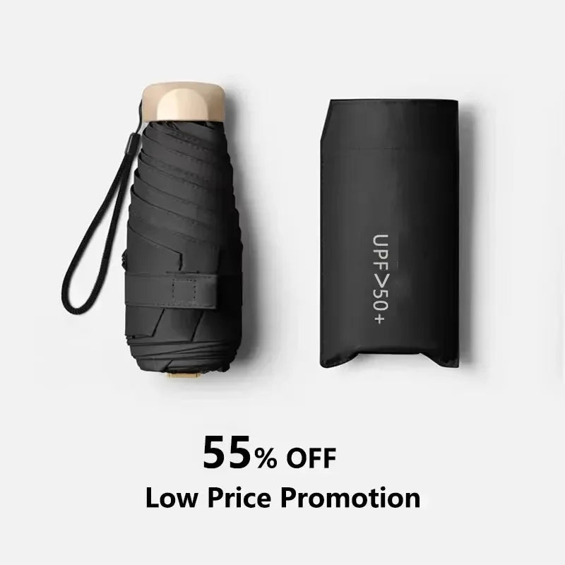 SkyShield – Mini paraguas tamaño de viaje, protección UV y cortavientos