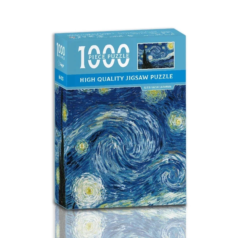 Minipuzzel 1000 stukjes Van Gogh Sterrennacht voor volwassenen, milieuvriendelijk papier 2