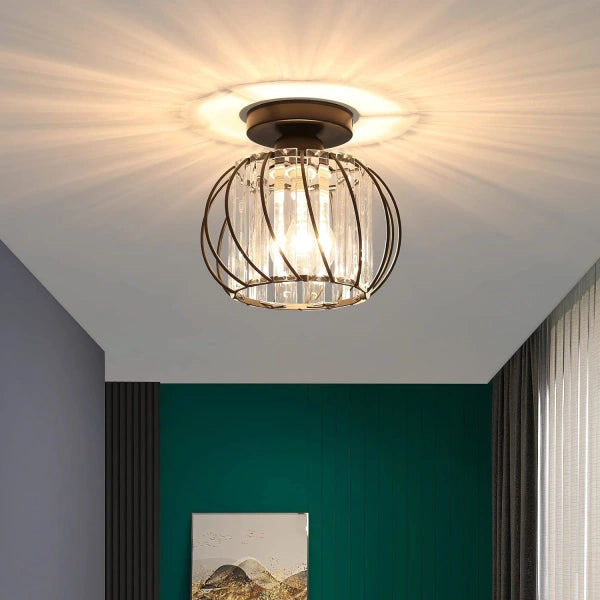 Glazora – Scandinavische plafondlamp – Glas & zwart ijzer design