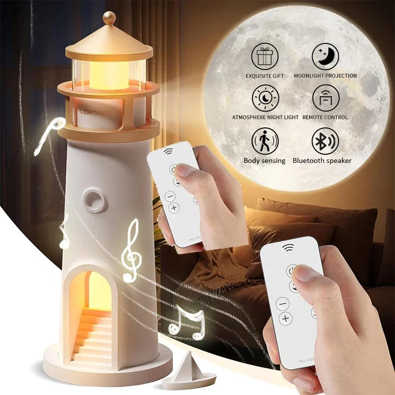 LunaBeam – Lámpara proyectora de luna con sensor tipo faro – Regulable y Bluetooth