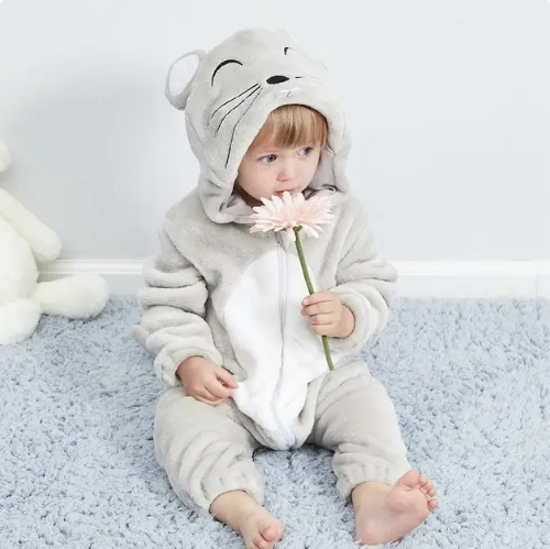 Baby Jumpsuit – Soft Fleece Material & Comfortable Animal Design for Daily Use