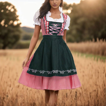 Nadine – Dirndljurk Zwart-Rood met Blouse – Voor Dames & Oktoberfest