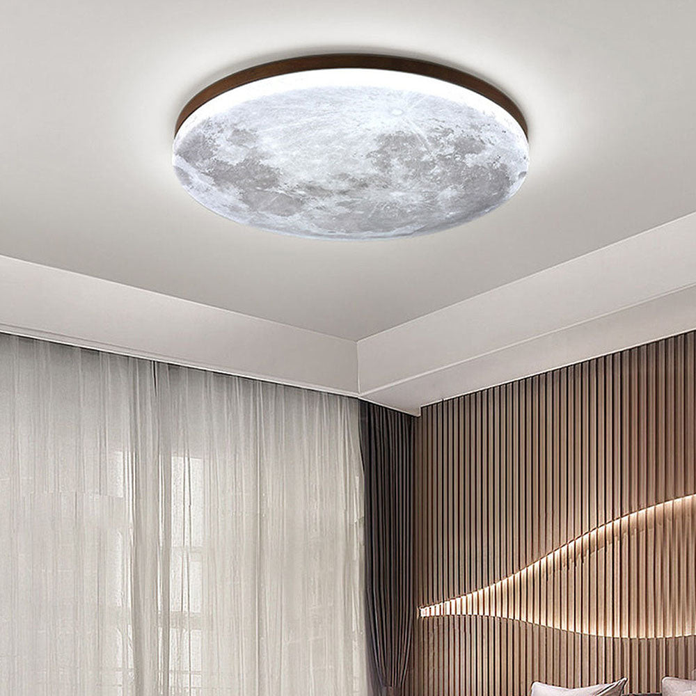 Lunaro – Minimalistische ronde plafondlamp – Hout & acryl LED design