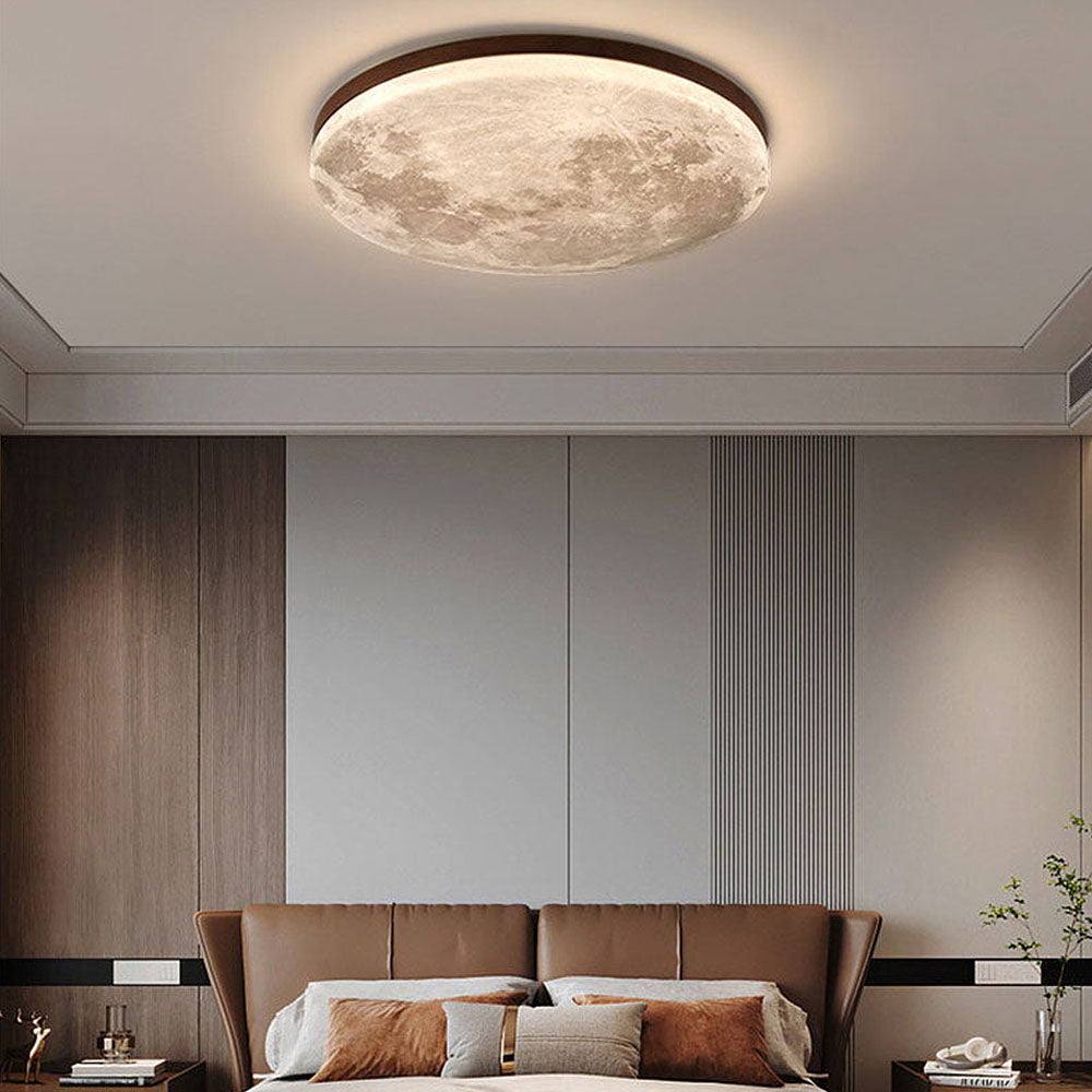 Lunaro – Minimalistische ronde plafondlamp – Hout & acryl LED design