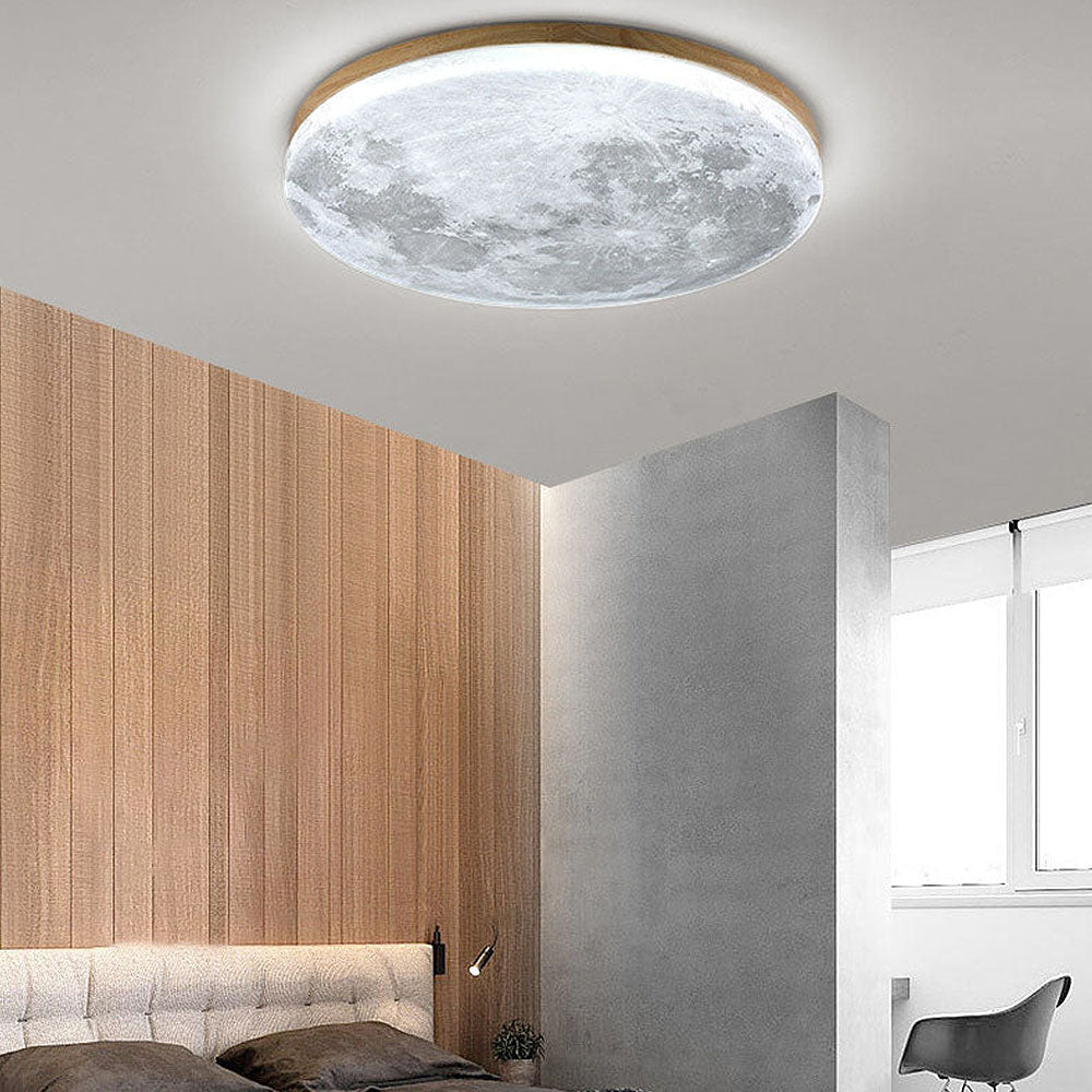 Lunaro – Minimalistische ronde plafondlamp – Hout & acryl LED design