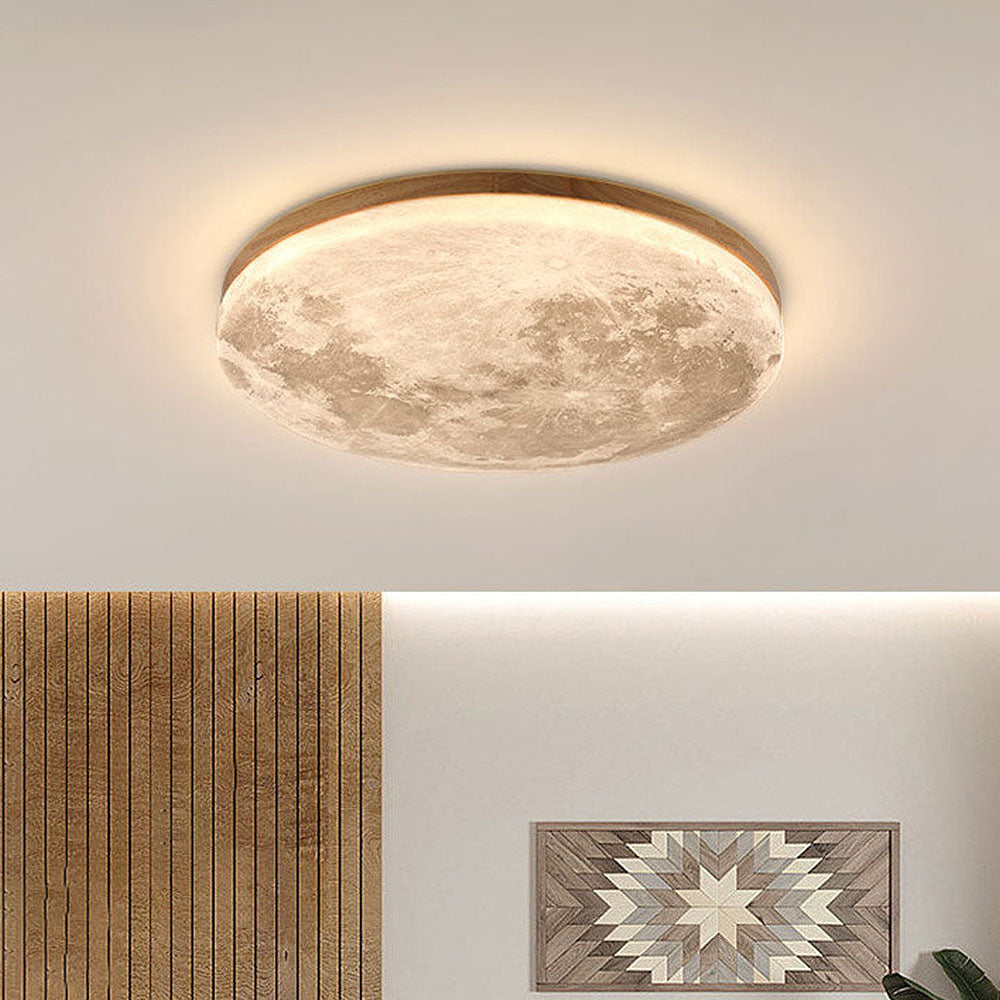 Lunaro – Minimalistische ronde plafondlamp – Hout & acryl LED design
