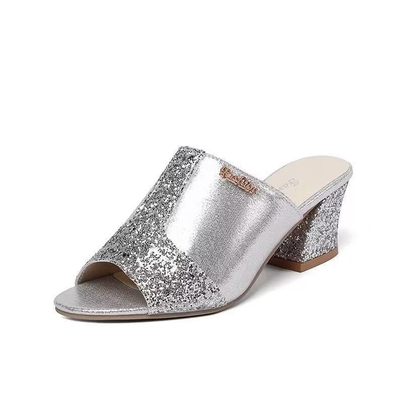 Valena Hakken | Glitter Sandalen met Hak voor Stijlvolle Zomerse Gelegenheden