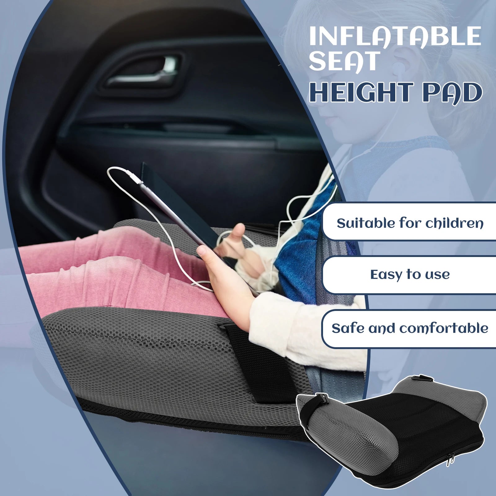 Opblaasbare Booster Autostoel voor Kinderen, Lichtgewicht en Draagbaar