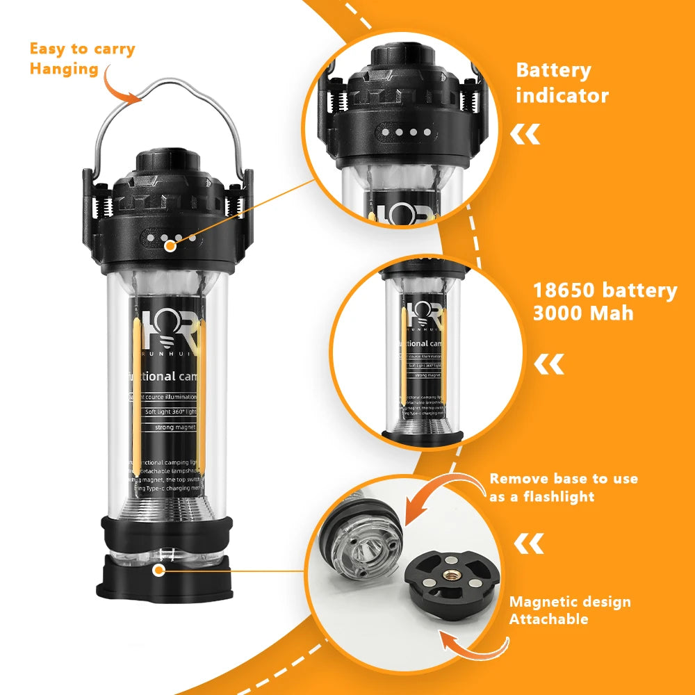 Lumora – Campinglamp 3000mAh dimbaar & waterdicht – voor buitengebruik