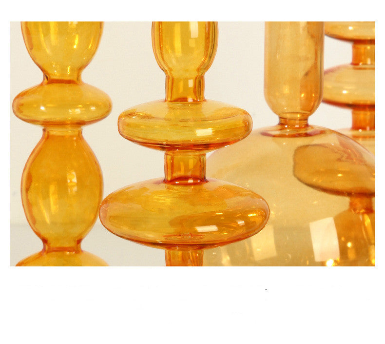 Vitrora – Kerzenhalter mundgeblasen Glas Orange Vintage Design