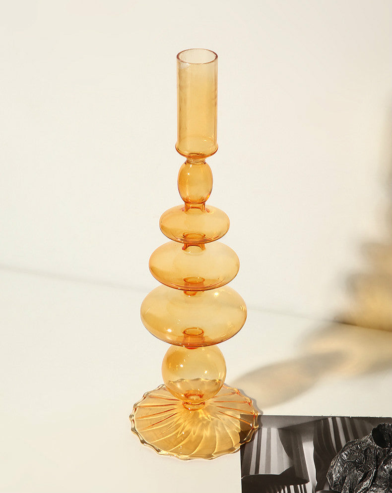 Vitrora – Kerzenhalter mundgeblasen Glas Orange Vintage Design