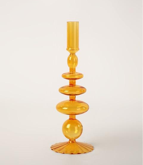 Vitrora – Kerzenhalter mundgeblasen Glas Orange Vintage Design