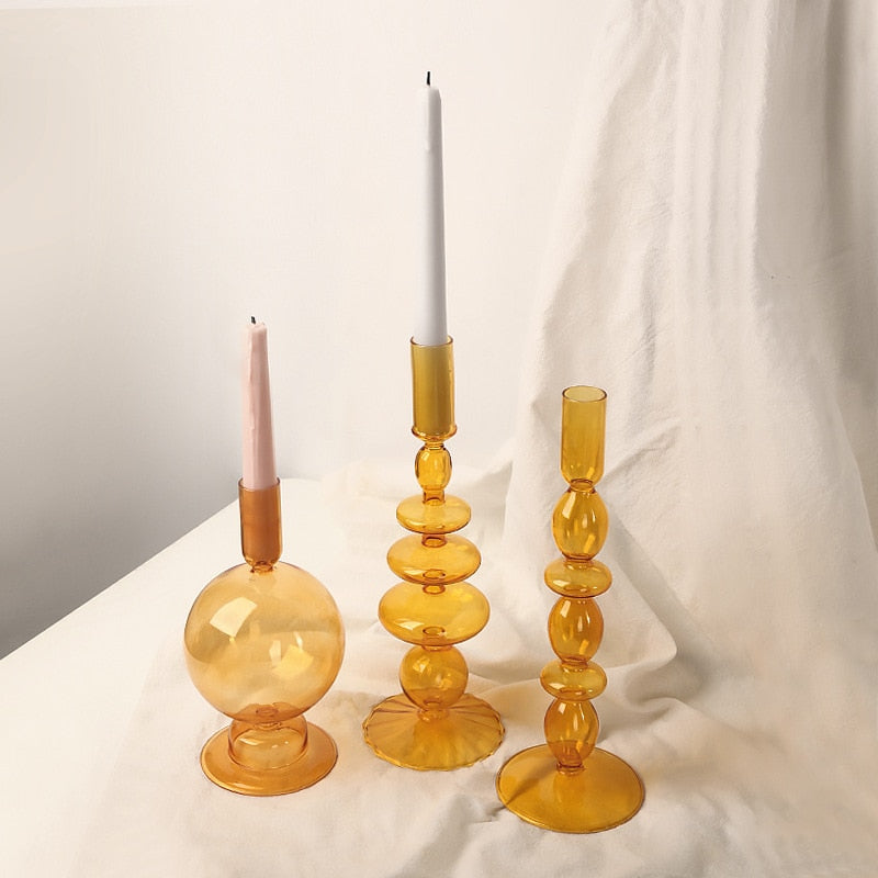 Vitrora – Kerzenhalter mundgeblasen Glas Orange Vintage Design