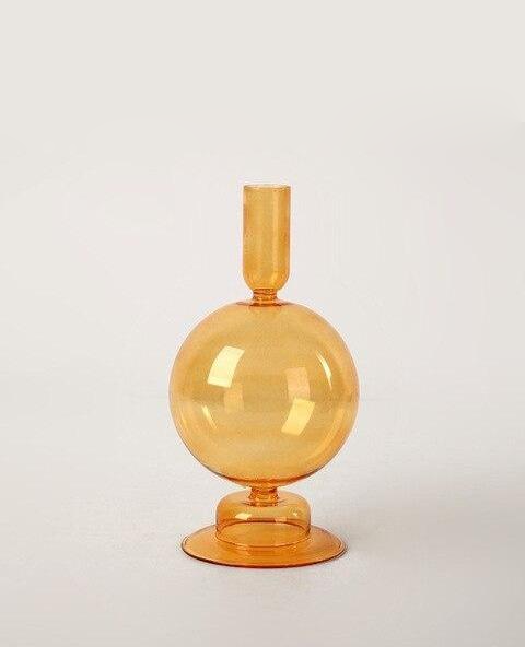Vitrora – Kerzenhalter mundgeblasen Glas Orange Vintage Design
